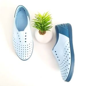 NATIVE Keep It Lite Slip On Shoes Blue Flat Womens
